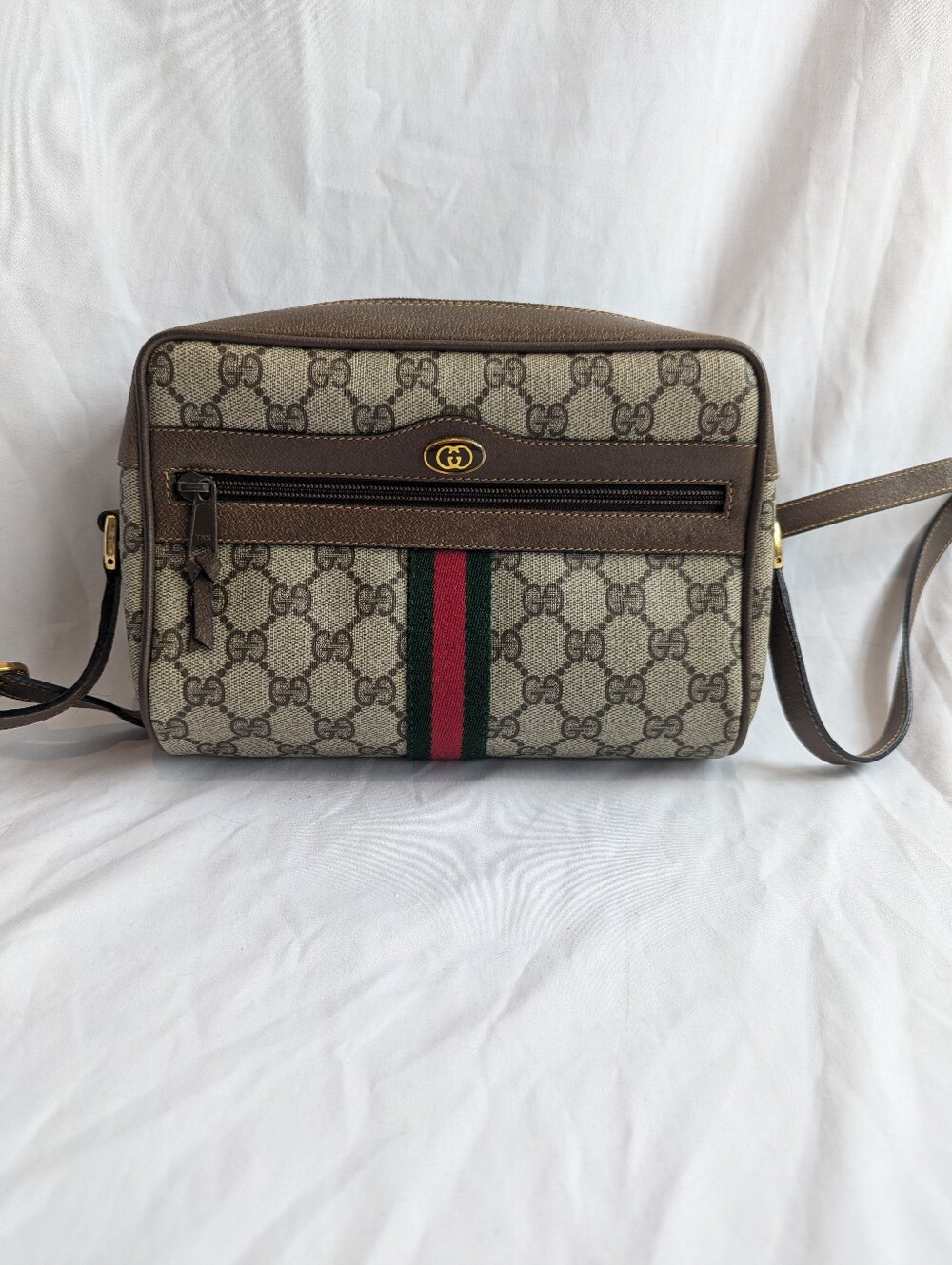 Vintage Gucci GG Supreme Web Stripe Crossbody Bag